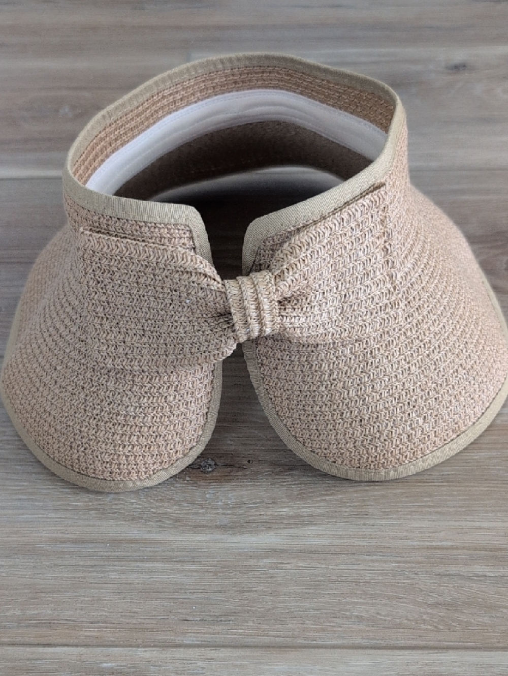 Womens Straw Visor - Beige Sun Visor - Picture 2 of 3